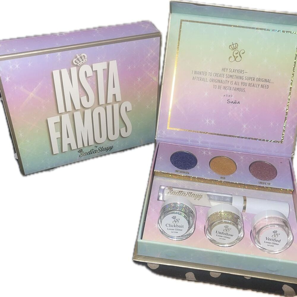 Sadia Slayy InstaFamous Eye Shadow Palette Glitter Pots Influencer Theme
